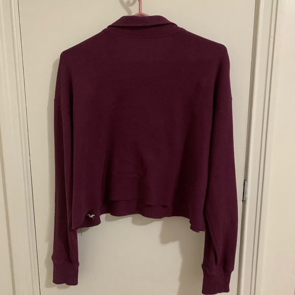 Hollister -Boyfriend Tee. burgundy, long sleeve, waffle knit - Picture 2 of 3